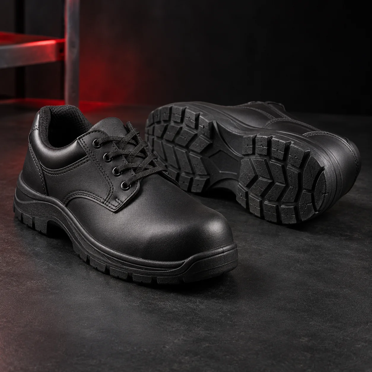 Zapatos de trabajo negros con cordones